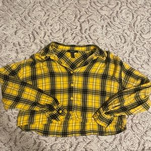 Yellow Plaid Crop Shirt